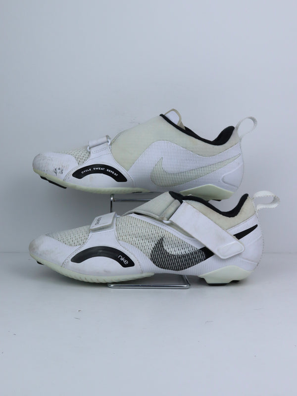 Nike SuperRep Cycle indoor cycling shoes in white and black.