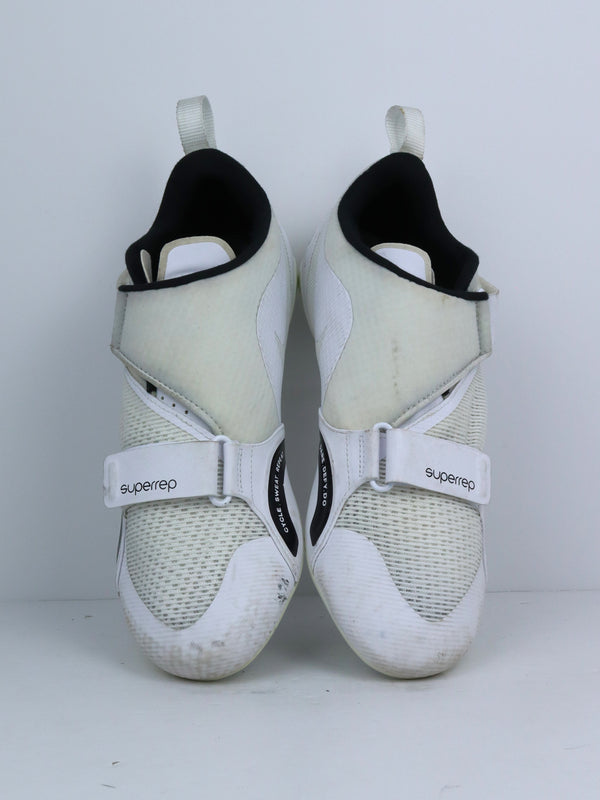 Nike SuperRep Cycle indoor cycling shoes in white and black.