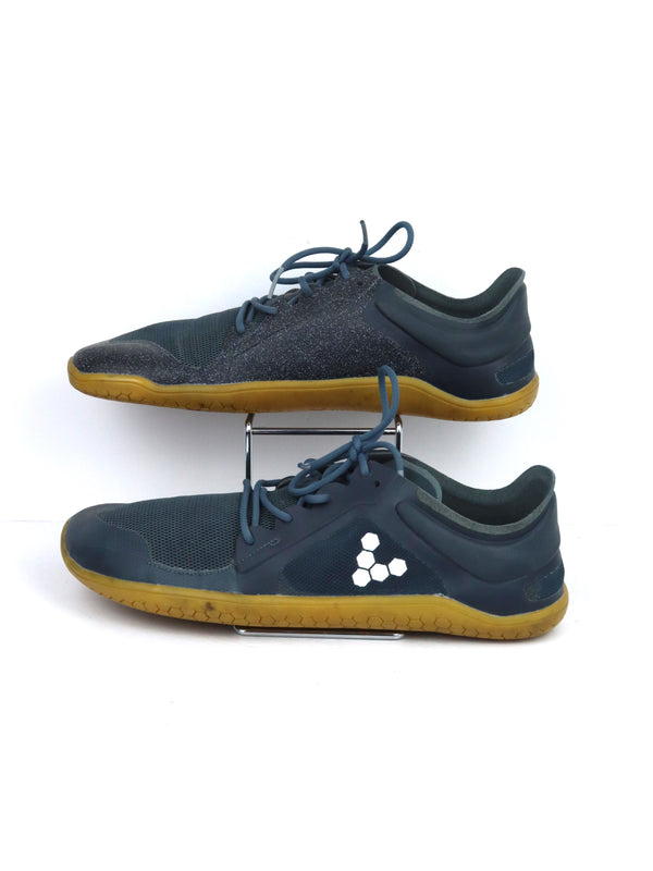 Vivobarefoot Primus Lite III men's barefoot training shoes in a blue textile color with a gum sole