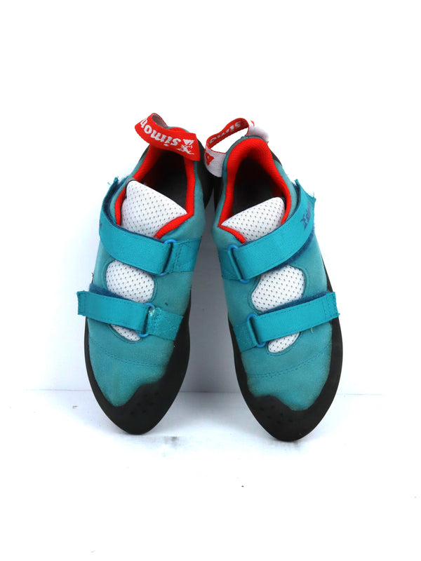 Simond Rock+ climbing shoes in turquoise.