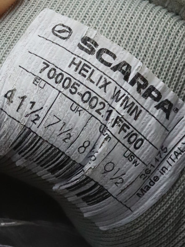 Scarpa Helix lace-up climbing shoes in mandarin red suede.