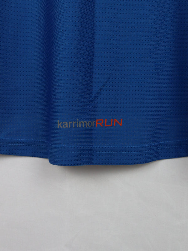 Karrimor short-sleeve 1/4 zip running or cycling top in blue polyester.