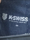K-Swiss navy blue and black polo shirt with orange trim.