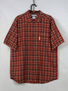 Columbia red checkered short-sleeve button-up shirt.
