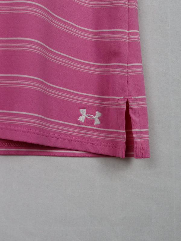 Under Armour women's pink sleeveless golf polo shirt.