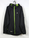 Trespass Unisex Qikpac waterproof packaway jacket with a lime green zipper.