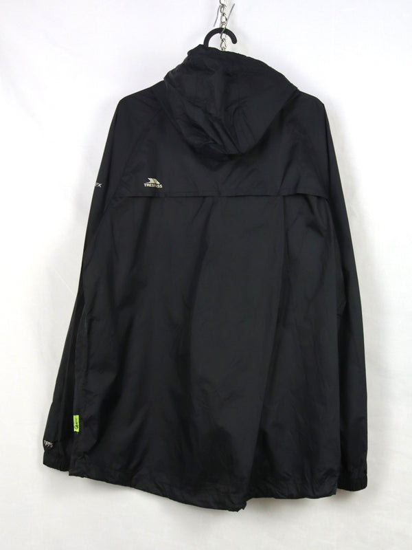Trespass Unisex Qikpac waterproof packaway jacket with a lime green zipper.