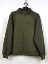 Jack Wolfskin hybrid jacket in green with quilted and fleece sections.