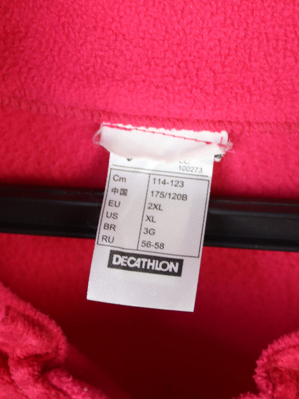 QUECHUA full-zip fleece jacket with a patterned print.