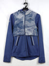 Kalenji by Decathlon athletic running jacket in blue with a printed vest overlay.