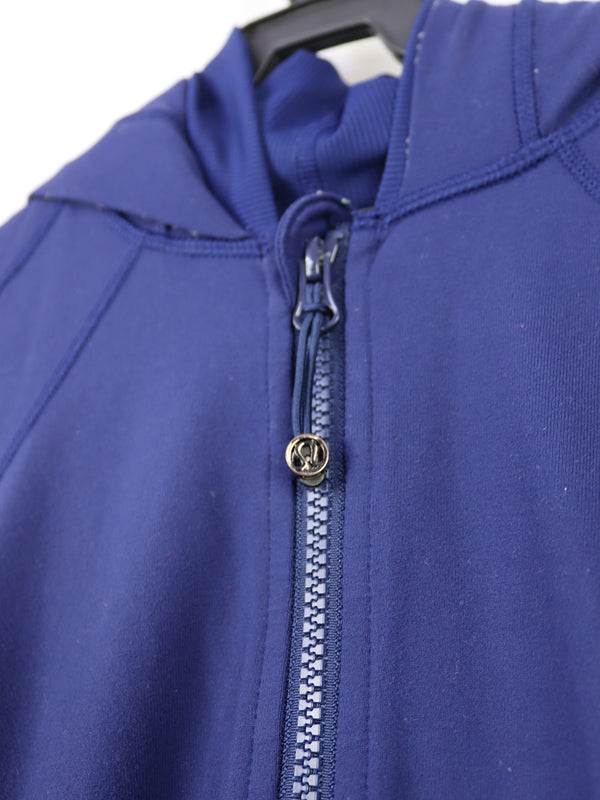 Lululemon hooded jacket appears to be a navy blue full-zip model