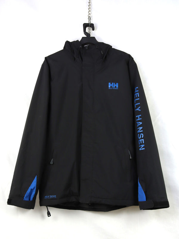 Helly Hansen Ervik or Seven J waterproof and windproof jacket with blue branding and details.