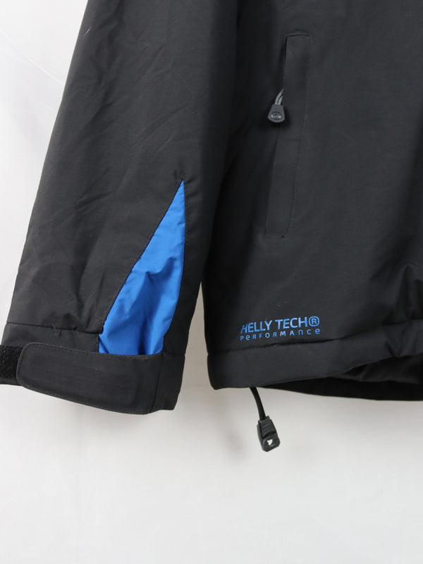 Helly Hansen Ervik or Seven J waterproof and windproof jacket with blue branding and details.