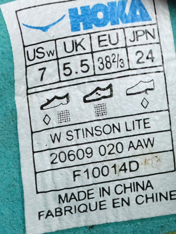 Hoka One One Stinson Lite Shoes Women's Aqua Blue Green White Pull Lace