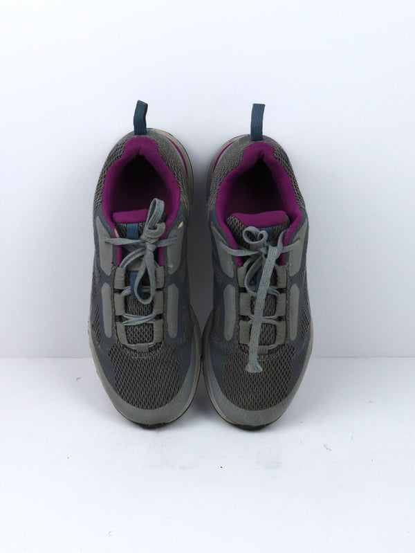 Columbia Vitesse OutDry women's hiking shoes in a grey and purple colorway.