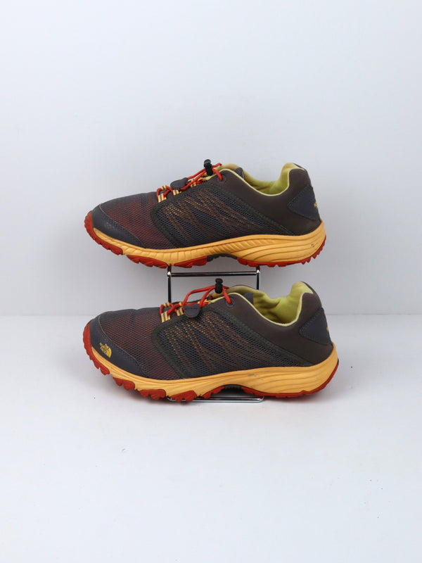The North Face Litewave Ampere II running shoes in a grey and orange colorway.