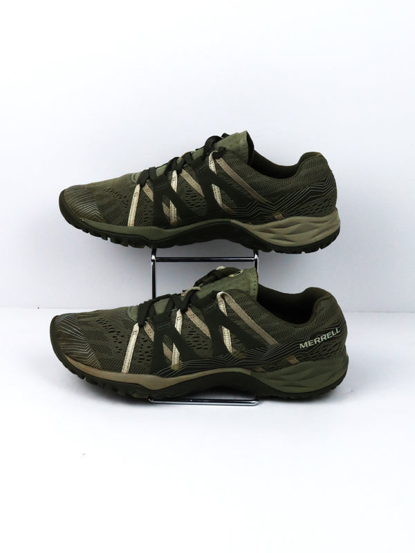 Merrell Women's Siren Hex Q2 E-mesh hiking shoes in an olive/green color variant