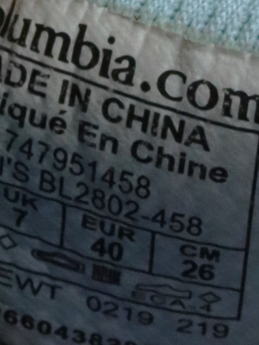 Columbia Montrail Trans Alps F.K.T. II trail running shoe in a blue and red colorway.