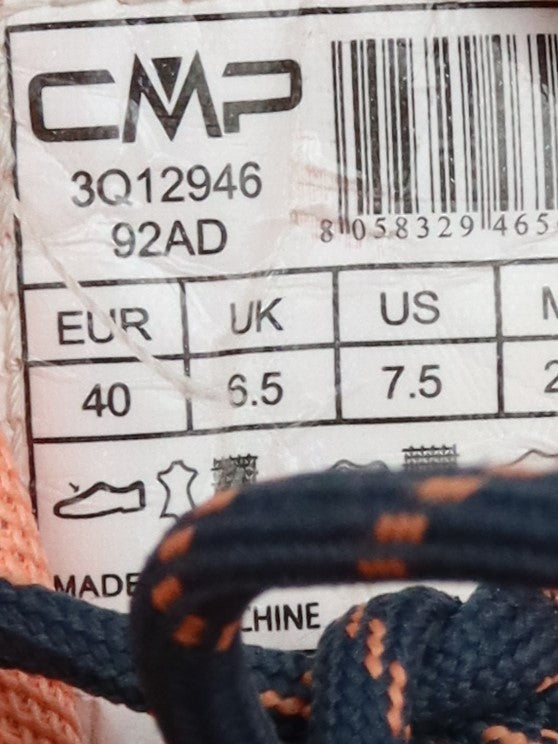 CMP Rigel Mid Waterproof hiking boots in a black, grey, and orange colorway