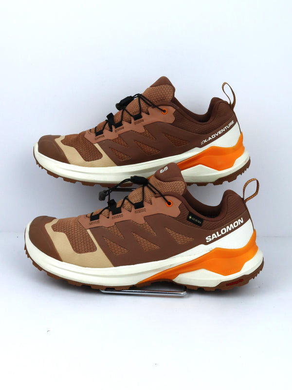 Salomon X-Adventure GTX trail running shoes in a brown/orange colorway