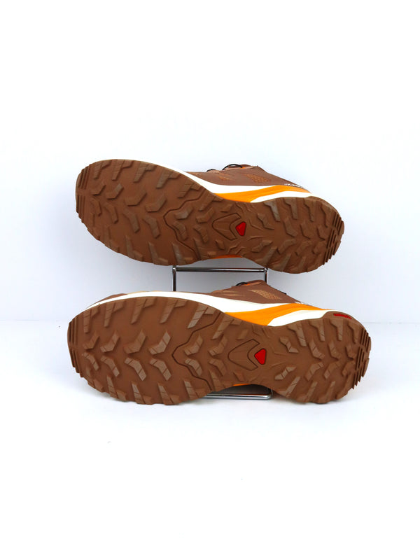 Salomon X-Adventure GTX trail running shoes in a brown/orange colorway