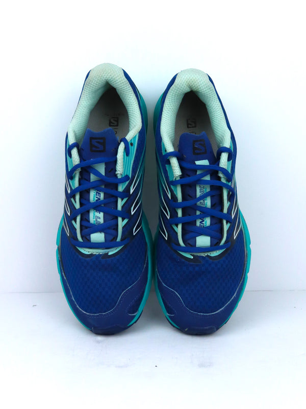 Salomon Sense Link running shoes in a blue and turquoise colorway.