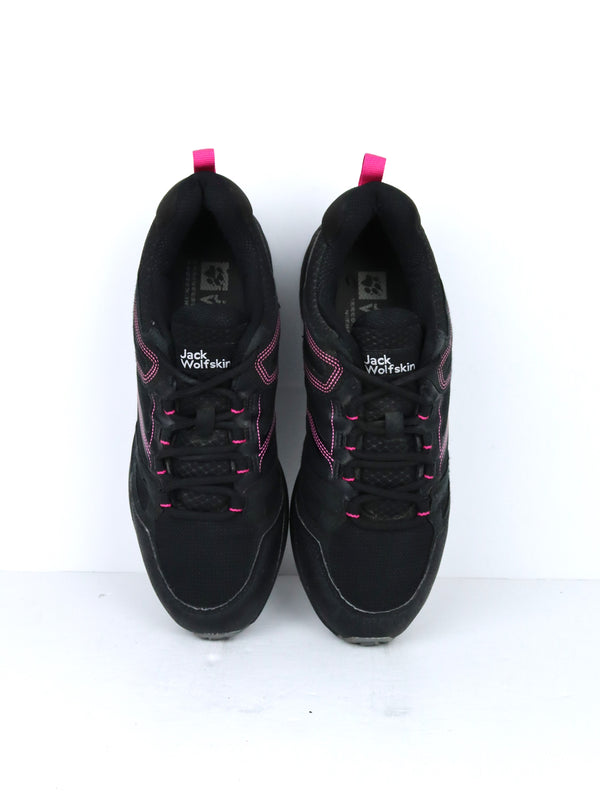 Jack Wolfskin Force Striker Texapore Low hiking shoes in black with pink accents.