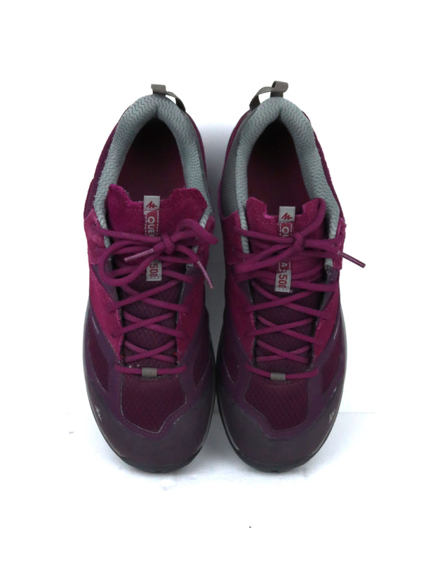 Quechua MH500 Evofit women's waterproof hiking shoes in raspberry/purple.