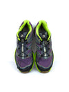 Salomon Wings Pro 2 trail running shoes in purple and lime green.