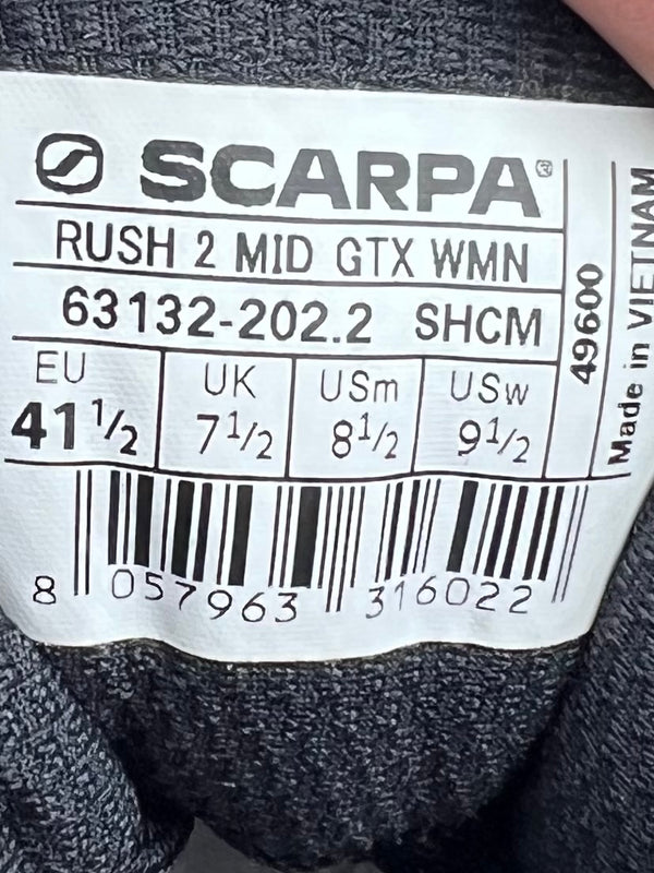 Scarpa Rush Mid 2 GTX hiking and fast-approach boots , size 41.5