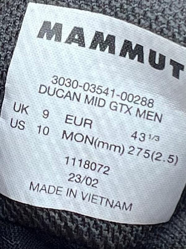 Mammut Men's Ducan High GTX (or Mid GTX) hiking boots , size 43.5