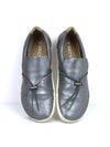 Vivobarefoot Ra Slip On women's barefoot shoes in a metallic gray/silver leather.