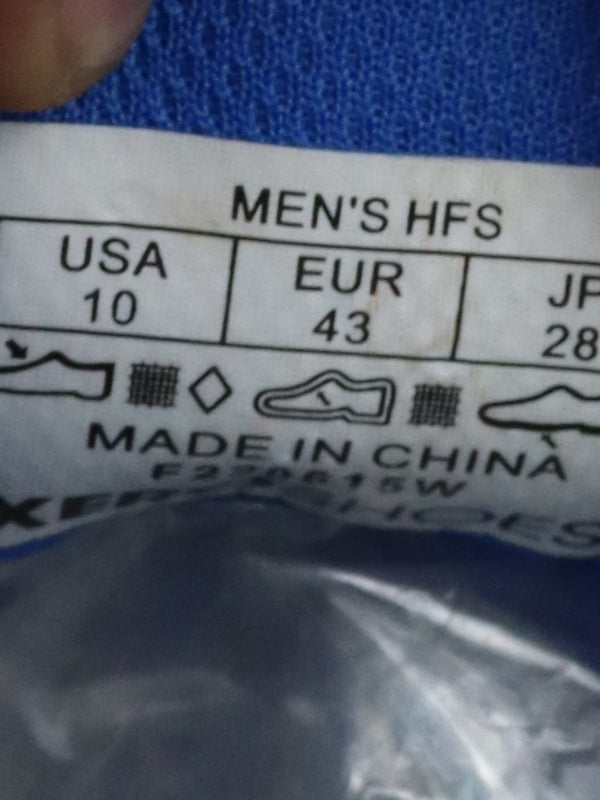 Xero Shoes HFS men's running shoes in Victory Blue and Sulphur.