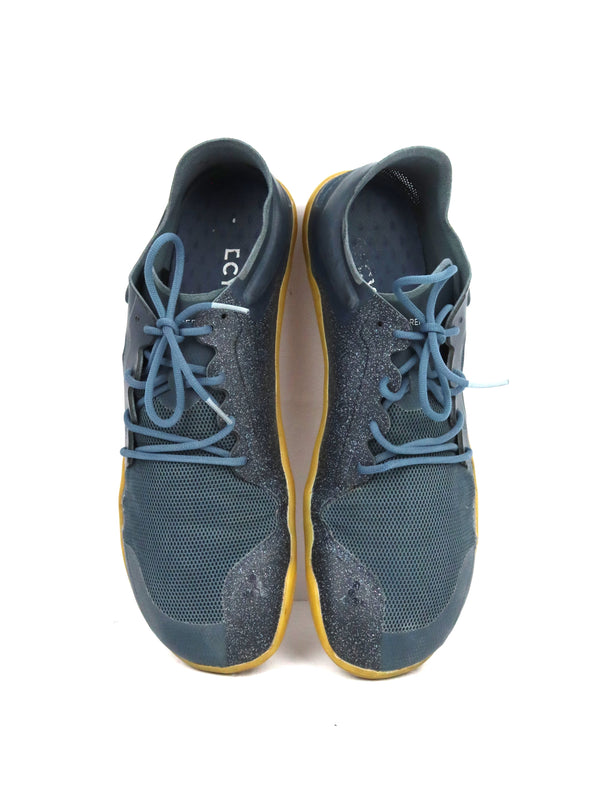 Vivobarefoot Primus Lite III men's barefoot training shoes in a blue textile color with a gum sole
