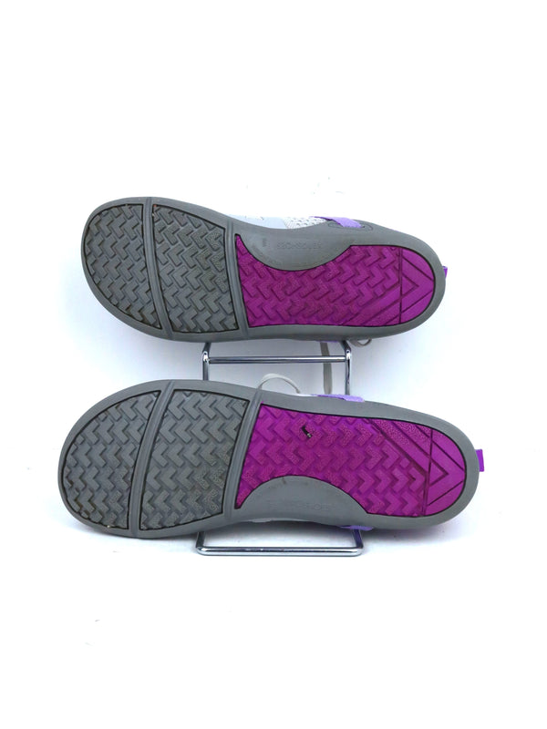 Xero Shoes Women's Prio Neo barefoot training shoes in a grey and purple colorway.