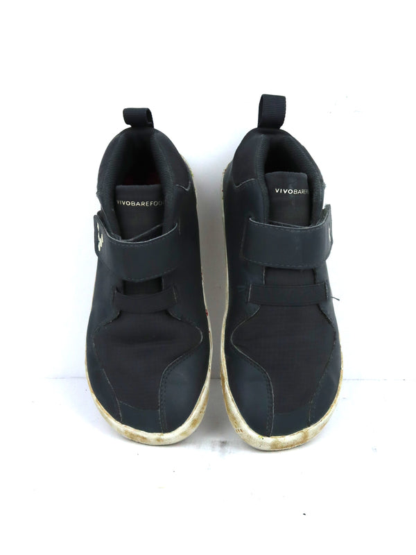 Vivobarefoot Kid's Primus Bootie minimalist shoes in obsidian black.