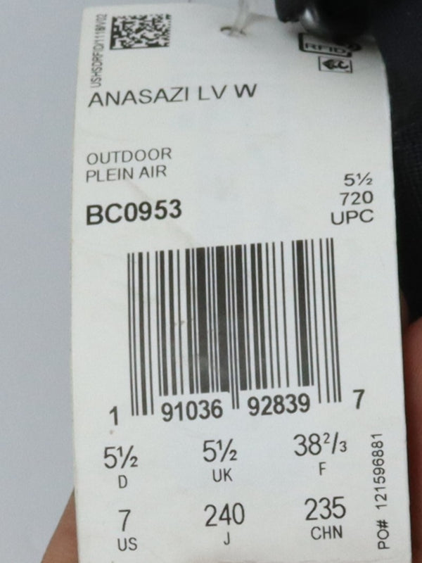 Adidas Five Ten Women's Anasazi LV (Low Volume) climbing shoes in collegiate aqua and black.