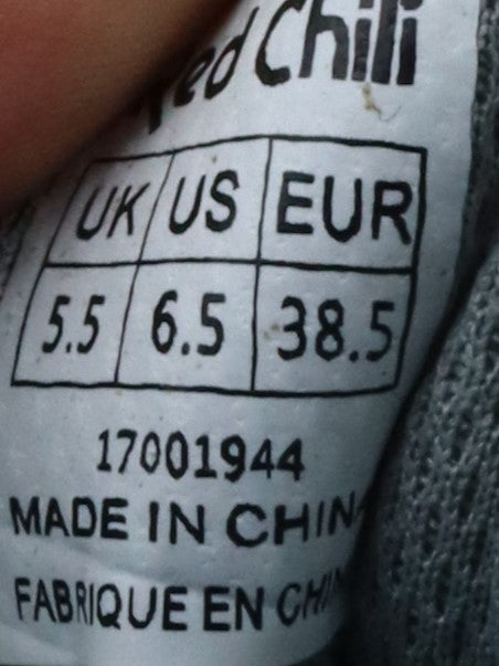 Red Chili Charger LV climbing shoes in a blue and yellow colorway.