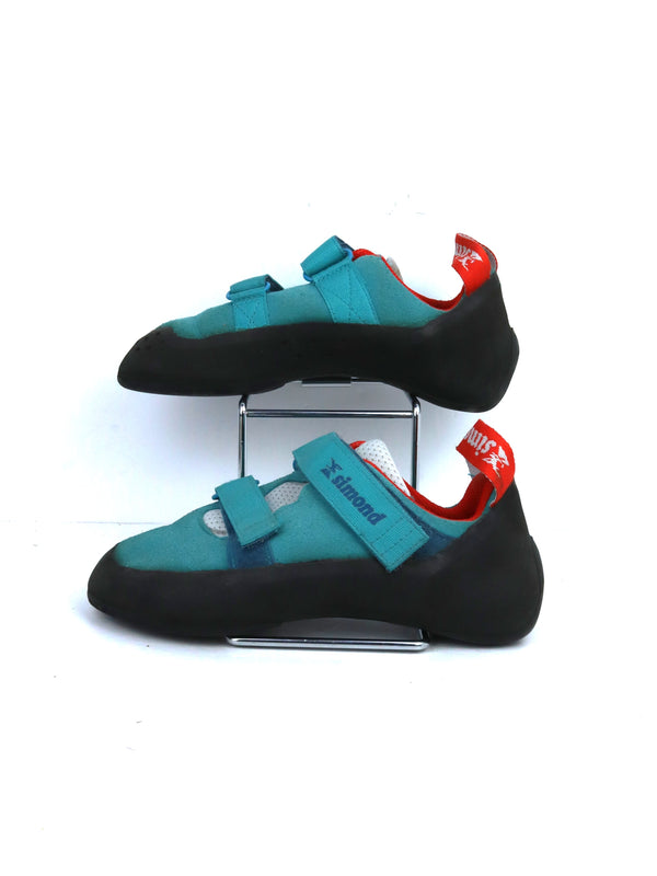 Simond Rock+ turquoise climbing shoes.
