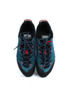 Mammut Wall Guide Low Gore-Tex approach shoes in blue and black with red accents.
