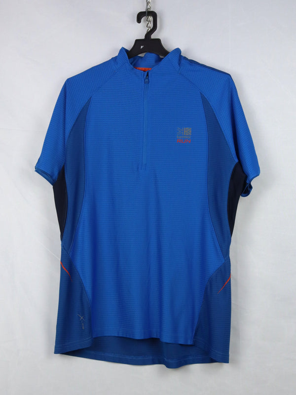 Karrimor short-sleeve 1/4 zip running or cycling top in blue polyester.
