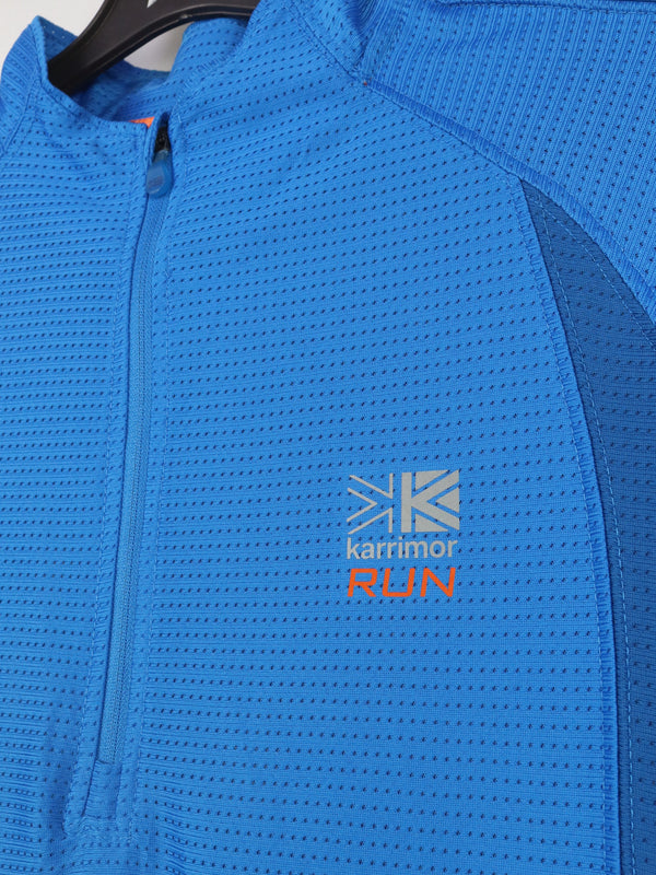Karrimor short-sleeve 1/4 zip running or cycling top in blue polyester.