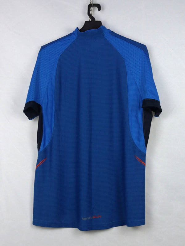 Karrimor short-sleeve 1/4 zip running or cycling top in blue polyester.