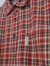 Columbia red checkered short-sleeve button-up shirt.