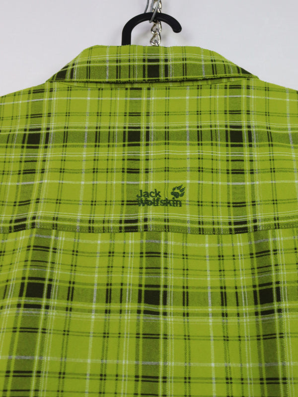 Jack Wolfskin green plaid flannel shirt.