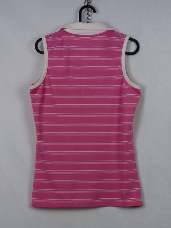 Under Armour women's pink sleeveless golf polo shirt.