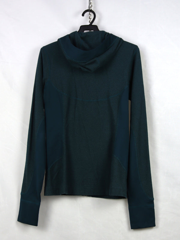 REI running jacket in teal or dark green