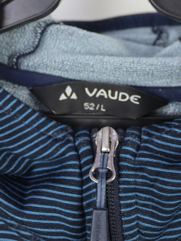 Vaude Miskanti fleece jacket with a hood, featuring a striped pattern