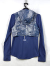 Kalenji by Decathlon athletic running jacket in blue with a printed vest overlay.