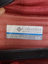 Columbia branded red ribbed half-zip pullover top.